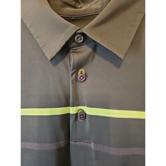 Under Armour Mens Green Striped Heat Gear Golf‎ Polo Small Shirt - Picture 5 of 9
